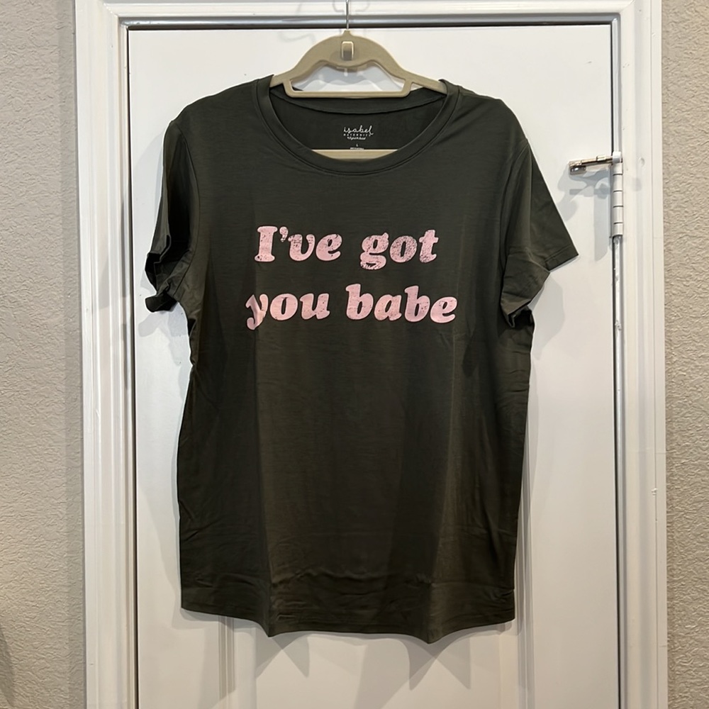 NWT! Isabel maternity by Ingrid & Isabel green/pink graphic maternity tee